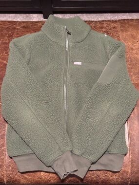 Figs Women's Olive Green Sherpa Fleece Jacket